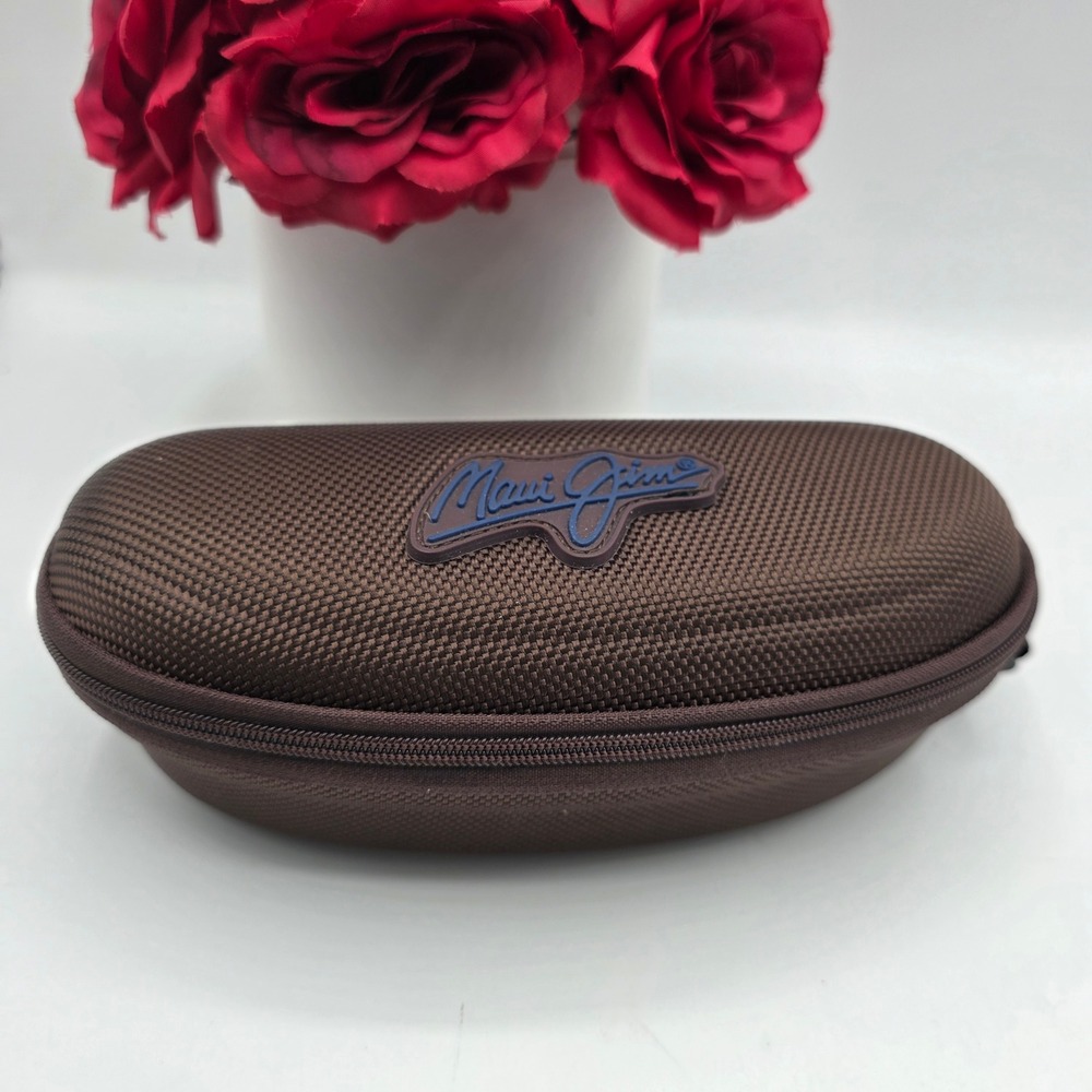 Maui Jim‎ Brown Woven Nylon Hard Shell Zippered Sunglasses Case with Swivel Clip